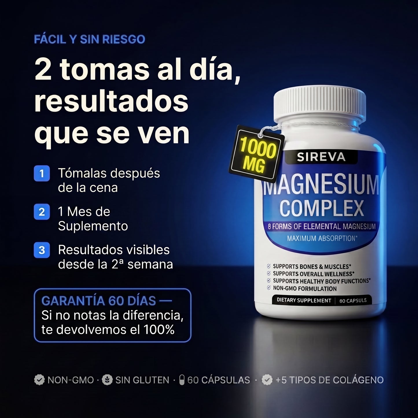 SIREVA ™ Suplemento Anti-Envejecimiento con Colágeno